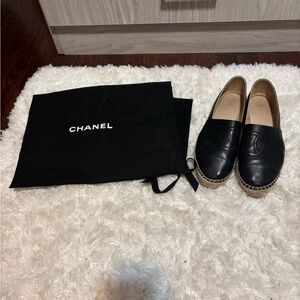 Chanel Black Espadrille Flats
